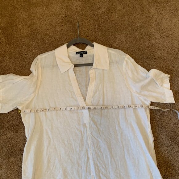 J. Crew Linen Bungalow Popover Top (L, White) - Picture 5 of 6